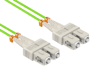3m OM5 SC to SC UPC Duplex Corning Fiber Optic Cable Wide Band Multimode Fiber 50/125 LSZH/OFNR Rated, Lime Green