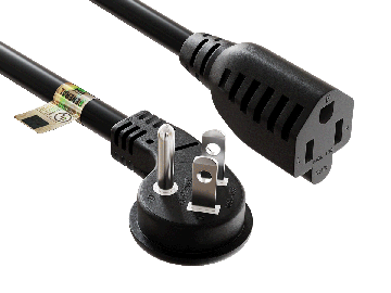 3ft NEMA 5-15P to 5-15R Ultra Low Profile Angled Power Extension Cord 16AWG 13A/125V SJT, Black