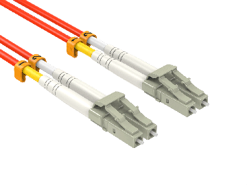 15m OM2 LC to LC UPC Duplex Corning Fiber Optic Cable MultiMode 50/125 OFNR Rated, Orange