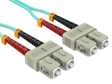 10m OM3 SC/SC Duplex Corning Fiber Optic Cable Multimode 50/125 LSZH/OFNR Rated, Aqua