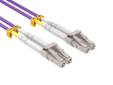 30m OM4 LC to LC Duplex Corning Fiber Optic Cable Multimode 50/125 OFNR Rated, Violet