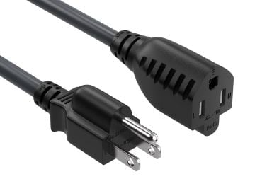8ft NEMA 5-15P to 5-15R Power Extension Cord 16AWG 13A 125V