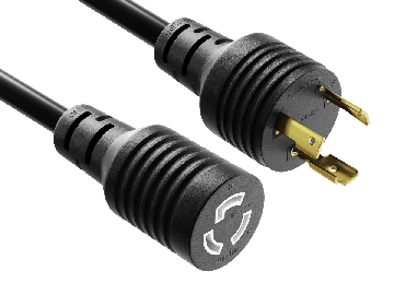 8ft NEMA L5-15P to L5-15R Locking Power Extension Cord 14AWG 15A/125V SJT, Black