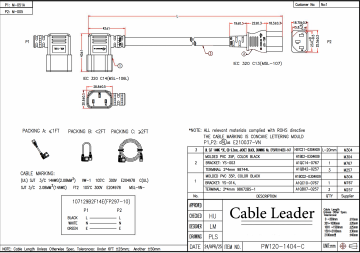 4ft C14 Left Angle to C-13, 15A, 250V, 14AWG SJT, Black
