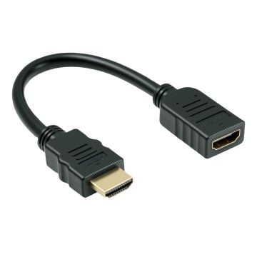 8in HDMI Male to Female Extension Cable Port Saver 30AWG High Speed v1.4, Black