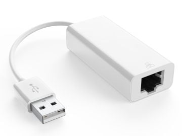 USB A to RJ45 Ethernet Adapter, 10/100 Mbps Fast Ethernet, Male to Female, White
