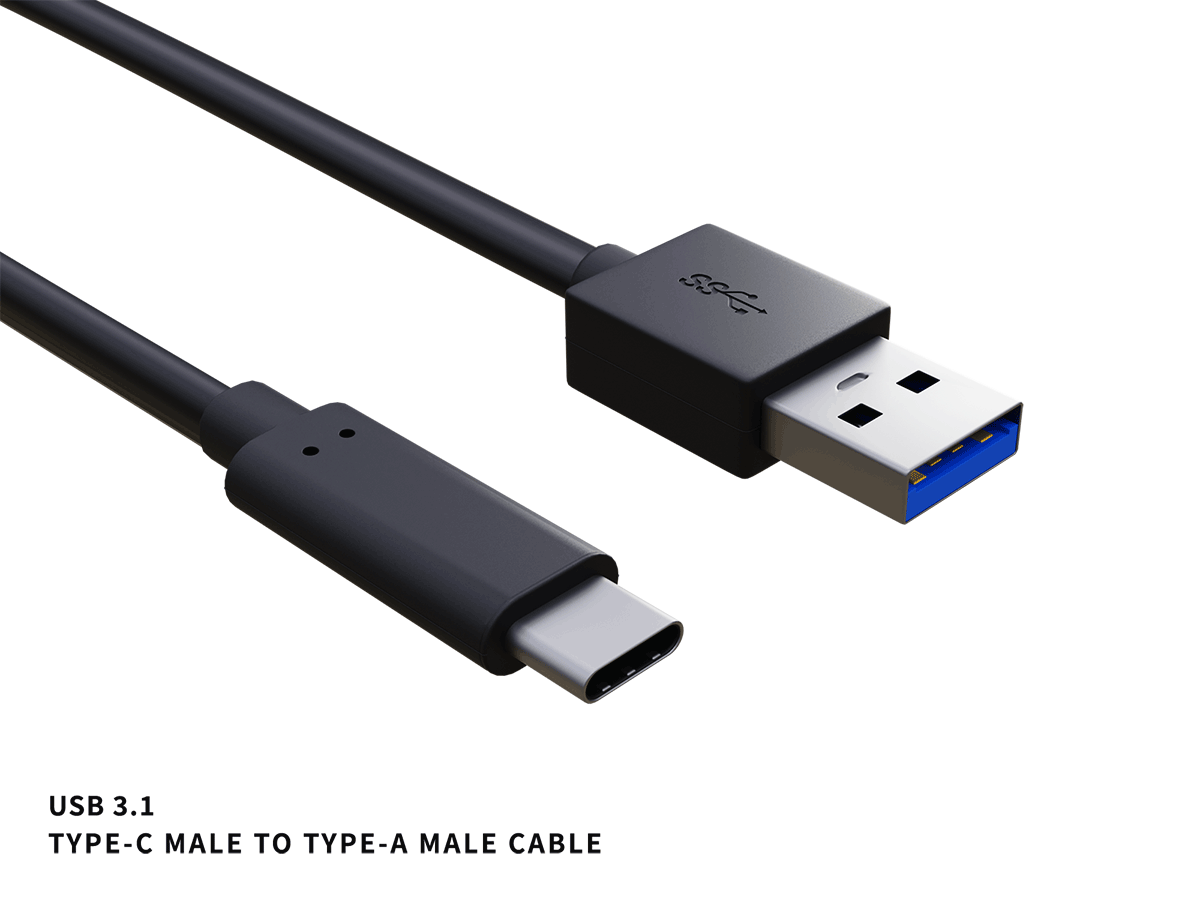 1m USB 3.2 Gen 2 A Male to C Male Cable 10G Black