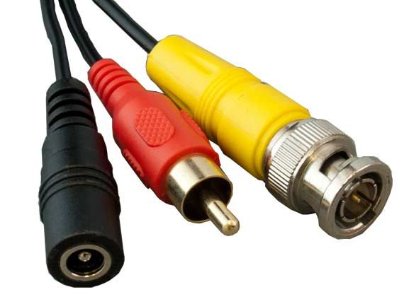Cable BNC Male plug to RCA TV female jack 30CM for CCTV video audio 