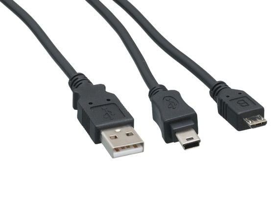 Råd Gummi Bliv 5ft USB 2.0 A Male to Mini-B 5-pin + Micro-B 5-pin Charging Cable