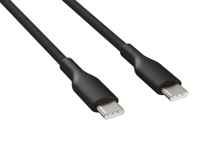 1m Soft Silicone USB 2.0  Type-C to Type-C Cable, 60W, 480mbps, Black