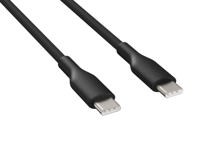 3m Soft Silicone USB 2.0  Type-C to Type-C Cable 60W 480mbps, Black