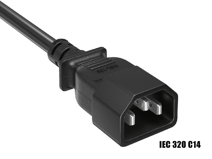 3FT IEC320 C14 to C5 Heavy Duty Power Extension Cord 18AWG 2.5A/250V, Black