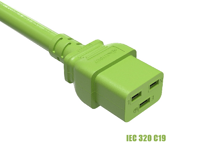 2ft 12AWG IEC320 C20 to IEC320 C19 Heavy Duty Power Cord 20A 250V green