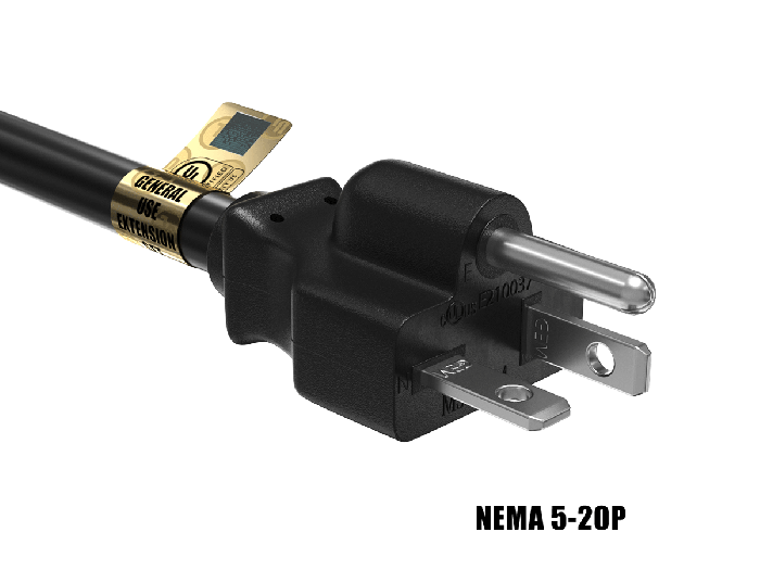 10ft Heavy-Duty NEMA 5-20P to NEMA 5-20R 12 AWG Extension Power Cord



