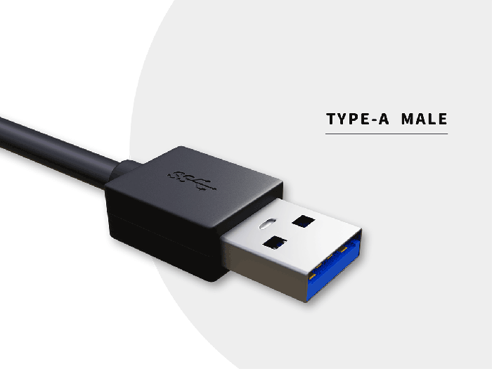 0.5m USB 3.2 Cable Gen 2x1 Type C to Type A Male to Male Cable, Up to 10 Gbps, Black