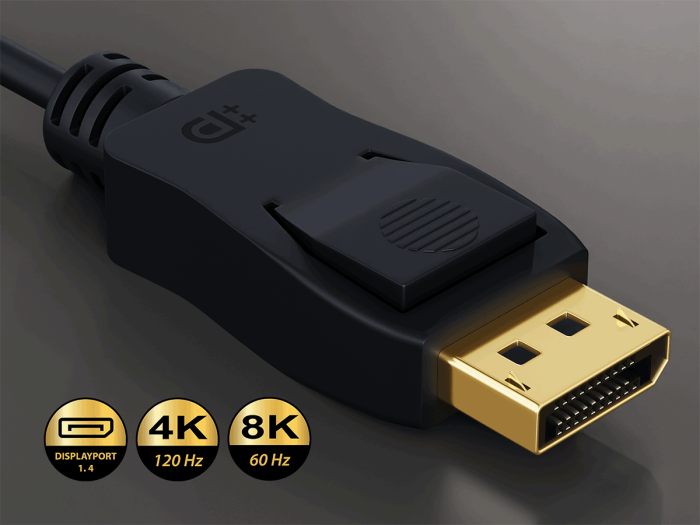 10ft Gold Plated Premium DisplayPort Male to Male Cable with Latches, Version 1.4 VESA Certified