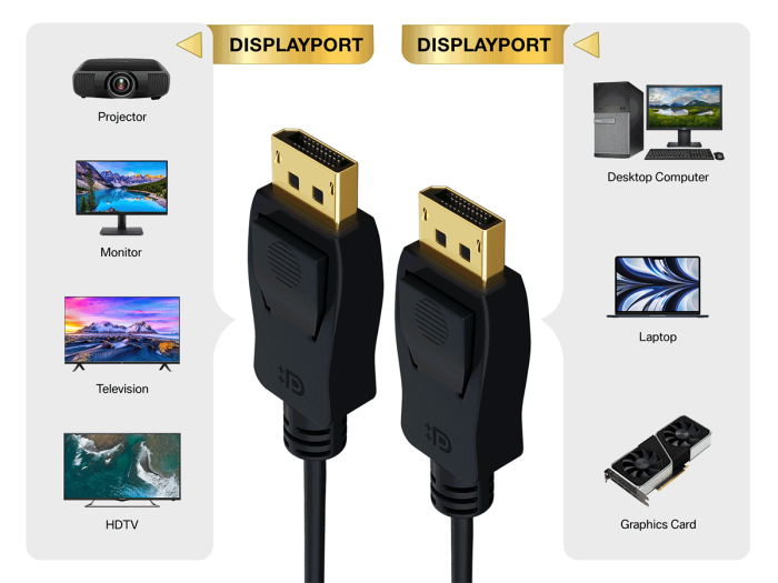 10ft Gold Plated Premium DisplayPort Male to Male Cable with Latches, Version 1.4 VESA Certified