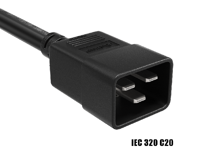 15ft 12 AWG IEC320 C20 to IEC320 C19 Heavy Duty Power Cord 20A 250V 
