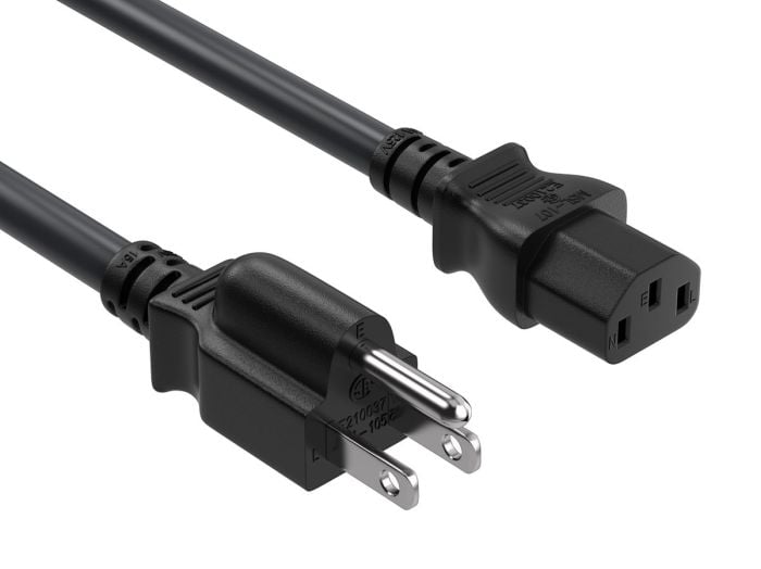 25ft 14 AWG Universal Power Cord IEC320 C13 to NEMA 5-15P