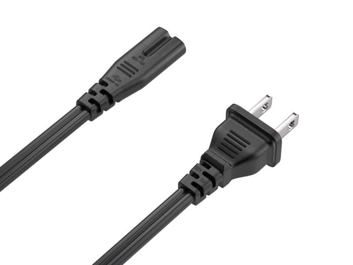 15FT NEMA 1-15P to C7 Notebook Power Cord Non-Polarized 18AWG SPT-2 7A/125V, Black