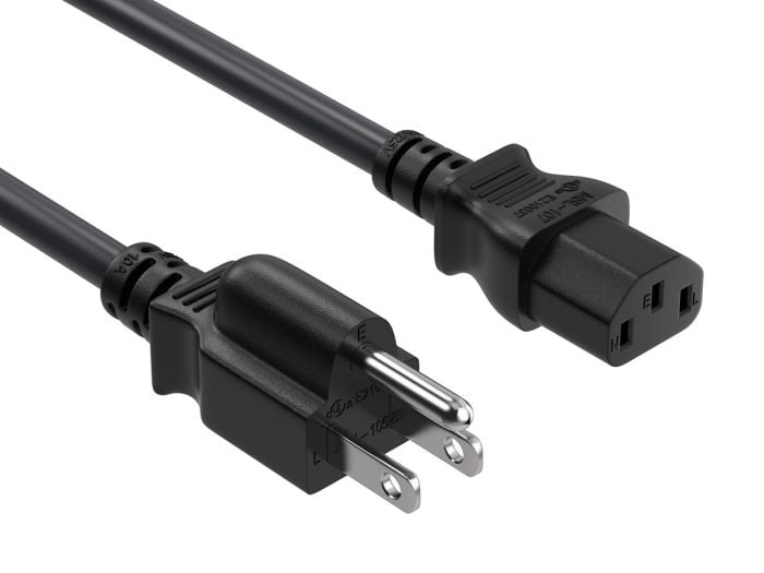 6ft NEMA 5-15P to C13 Shielded Heavy Duty Universal Power Cord, 18 AWG, 10A/125V, SVT, Black