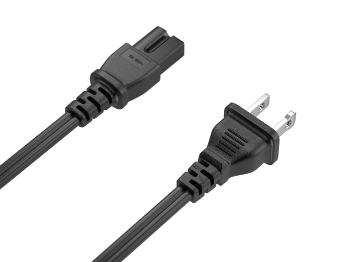3ft NEMA 1-15P to C7 2-Prong Notebook Power Cord, Polarized, 18 AWG, SPT-2, 10A/125V, Black