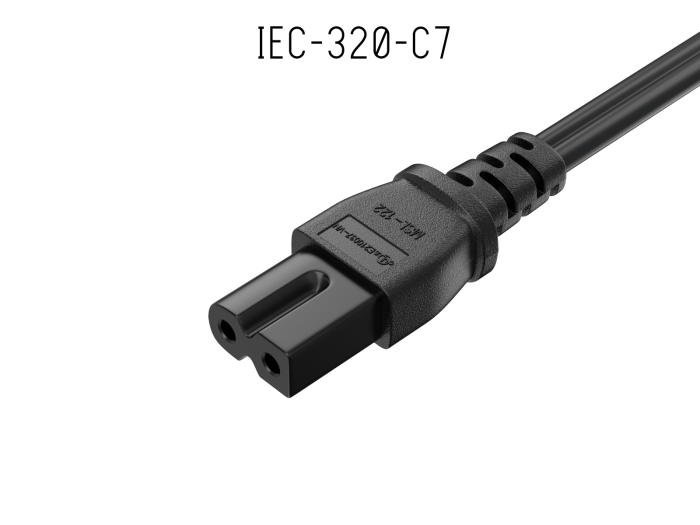 3ft NEMA 1-15P to C7 2-Prong Notebook Power Cord, Polarized, 18 AWG, SPT-2, 10A/125V, Black