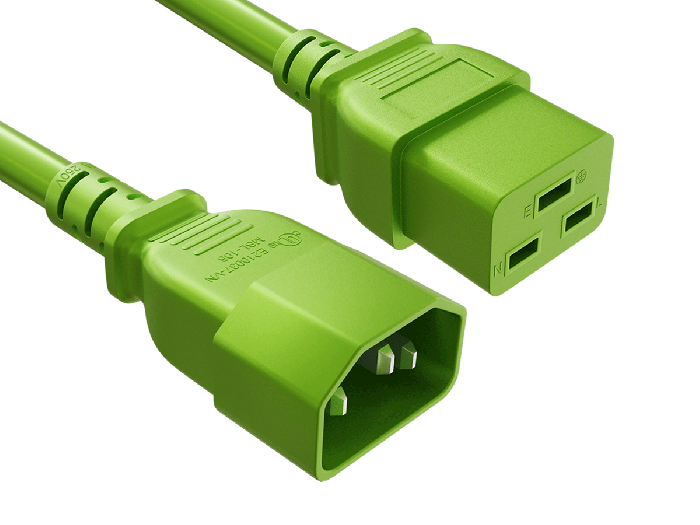 4FT 14AWG IEC C14 to C19 Power Cord | 105°C SJT | Green | UL Listed | Data Center Cable