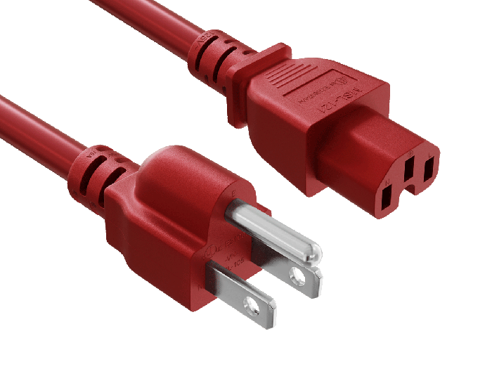 8FT NEMA 5-15P to C15 Heavy Duty Power Cord 14AWG SJT 15A/125V, Red