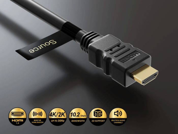 75ft High Speed Active HDMI Cable with Ethernet, HDMI 1.4, CL3 Rated, 4K Support, 24 AWG, Black