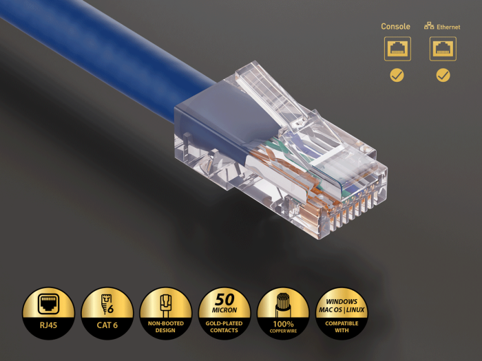 2ft Cat6 UTP Non-Booted Ethernet Network Patch Cable 24AWG Bare Copper, Blue