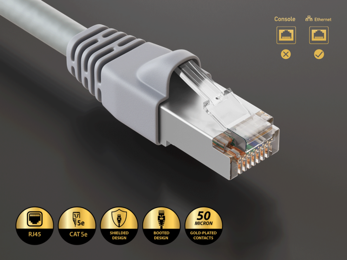 25ft Cat5e Shielded Ethernet Network Patch Cable STP Snagless 24AWG Bare Copper, Gray