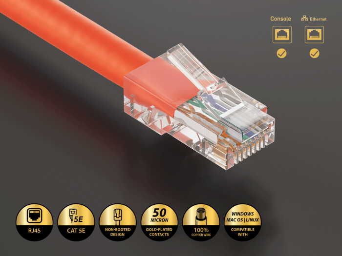 3ft Cat5e UTP Non-Booted Ethernet Network Patch Cable 24AWG Bare Copper, Orange