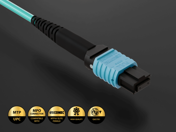 4m OM4 MTP TO MTP 12 Fibers Corning Fiber Trunk Cable Type B Multimode 50/125 OFNP Rated, Aqua