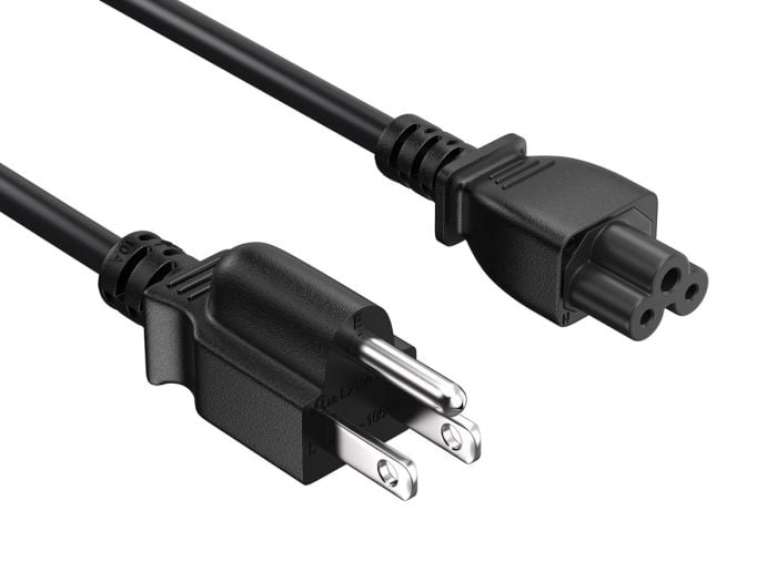 3ft NEMA 5-15P to C5 3-Prong Notebook Power Cord, 18AWG, SVT, 10A/125V, Black