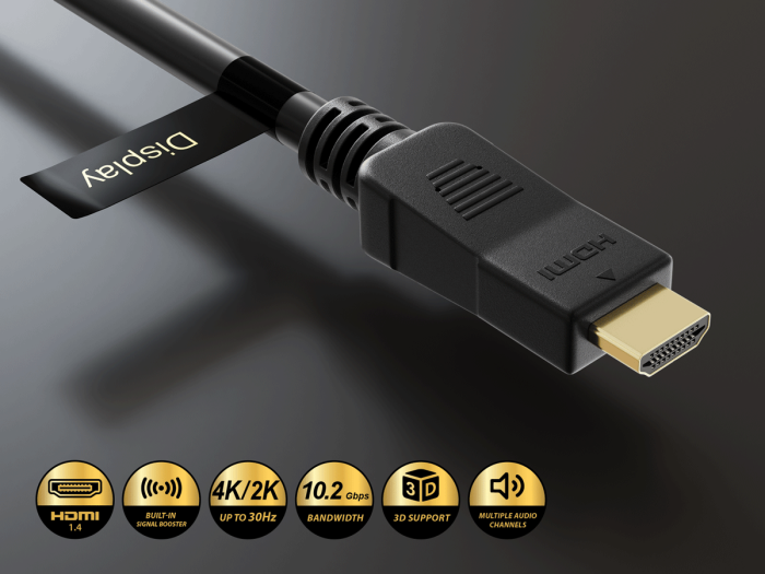 75ft High Speed Active HDMI Cable with Ethernet, HDMI 1.4, CL3 Rated, 4K Support, 24 AWG, Black