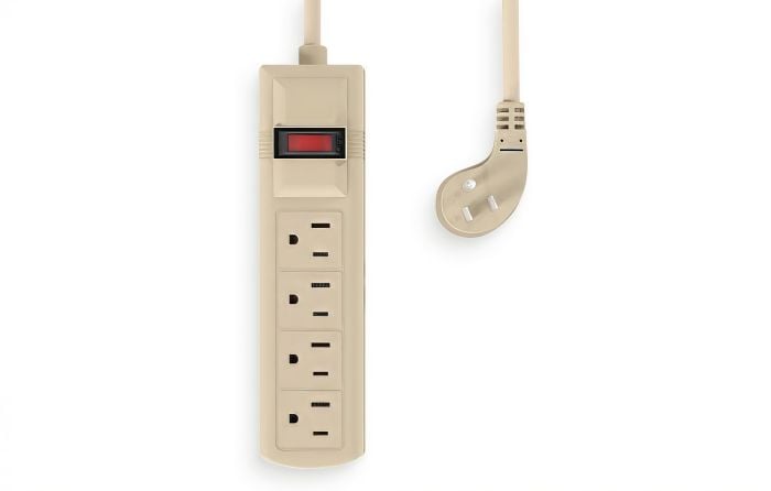 4ft Portable 4-Outlet Surge Protector Power Strip with 45° Thin Plug and Illuminated Switch