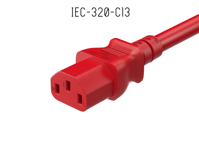 6ft NEMA 5-15P to C13 Universal  AC Power Cord 14AWG  SJT 15A/125V, Red