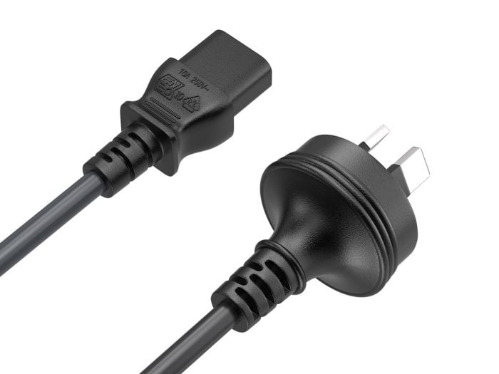 6ft AS3112 to C13 Australia Power Cord, 18AWG, 10A/250V, Black