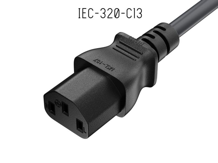 3FT IEC320 C13 to BS1363 England UK Power Cord with Fuse 18AWG 13A/250V, Black