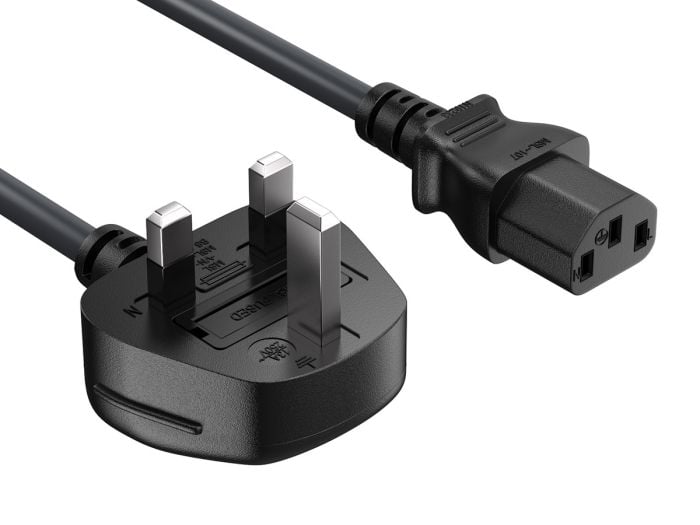 6FT IEC320 C13 to BS1363 England UK Power Cord with Fuse 18AWG 13A/250V, Black