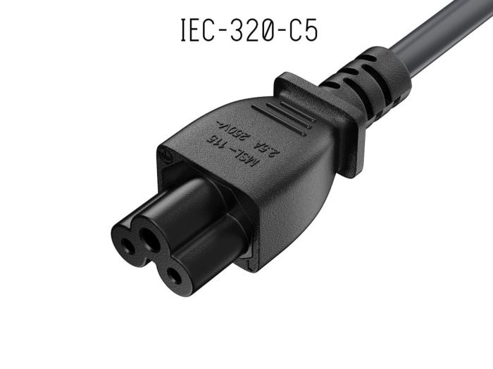 3ft BS1363 to C5 England UK Power Cord with Fuse, for Notebook, 18AWG, Black