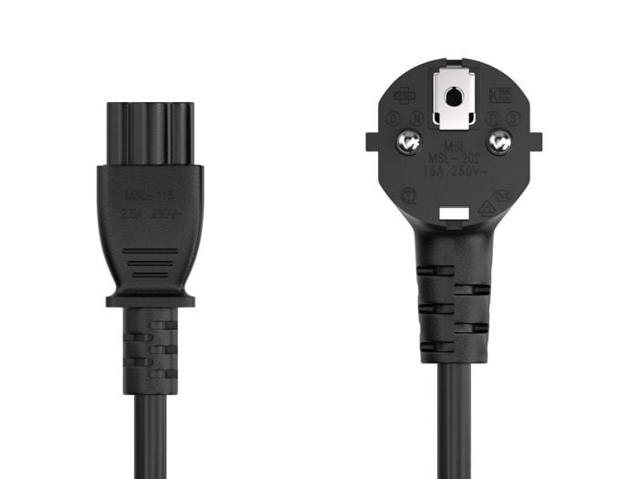 6ft European 3-Prong Angled Notebook Power Cord Angled CEE 7/7 to IEC320 C5