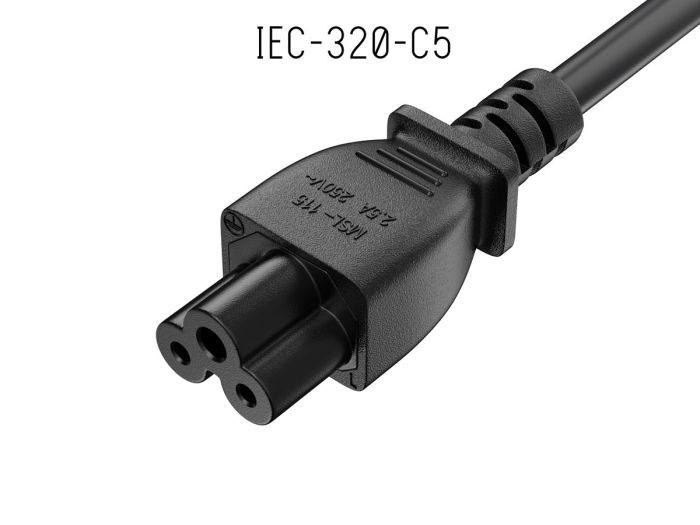 6ft European 3-Prong Angled Notebook Power Cord IEC320 C5