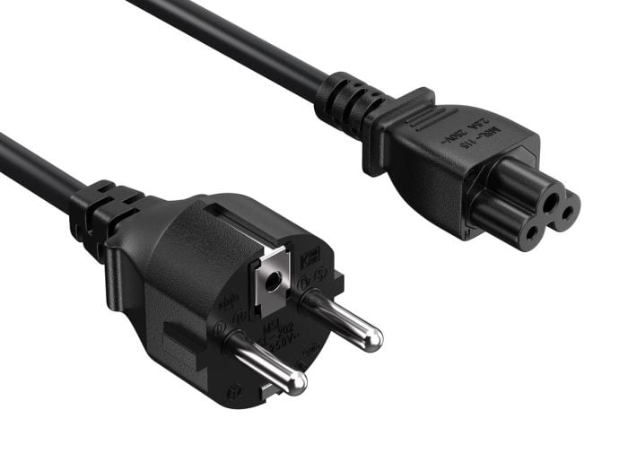 6ft CEE 7/7 to IEC320 C5 European Schuko Power Cord for Notebook 18AWG 10A/250V, Black