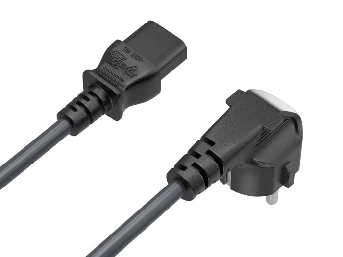 6FT CEE 7/7 to IEC320 C13 Right Angle European Schuko Power Cord 18AWG 10A/250V, Black