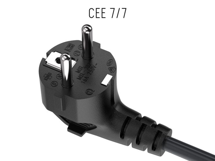 6FT CEE 7/7 to IEC320 C13 Right Angle European Schuko Power Cord 18AWG 10A/250V, Black