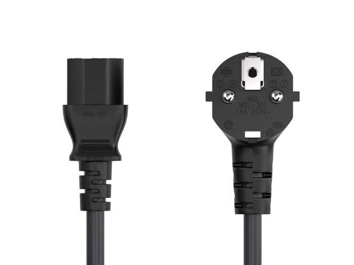 6FT CEE 7/7 to IEC320 C13 Right Angle European Schuko Power Cord 18AWG 10A/250V, Black