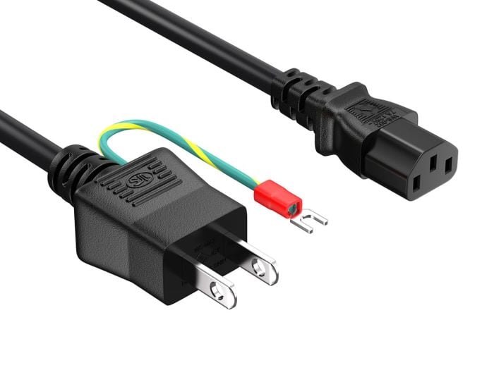6ft JIS8303 to C13 Japan Power Cord with Ground, 18AWG, 7A/125V, Black