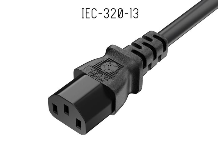 6ft JIS8303 to C13 Japan Power Cord with Ground, 18AWG, 7A/125V, Black